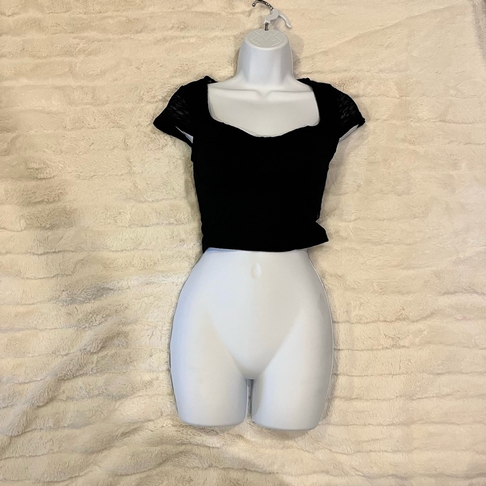 Flower lace black crop top size XXS
